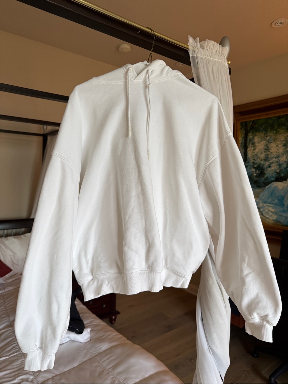 Aritzia Cropped White Oversized Hoodie